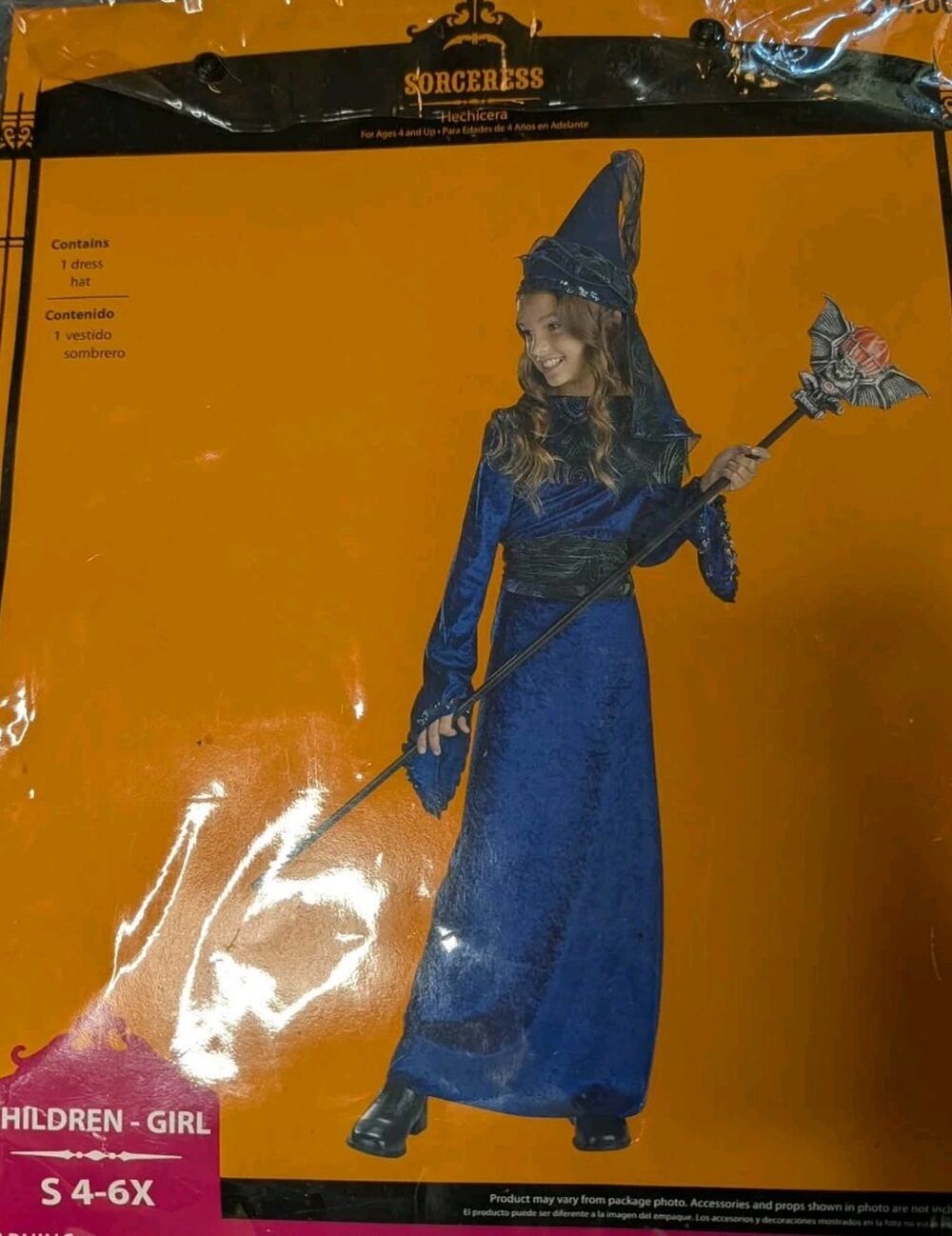 Medieval Princess Sorceress Dress Girls Child Size S 4-6x Halloween Costume